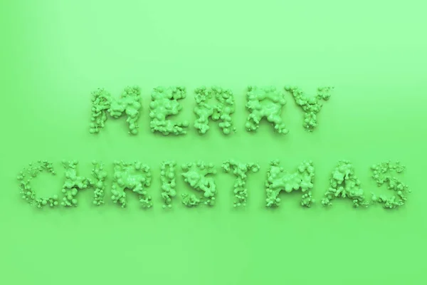 Folyékony zöld boldog karácsonyt szavak, csepp zöld háttere — Stock Fotó