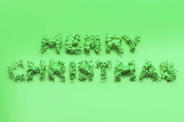 Verde líquido Feliz Navidad palabras con gotas en el fondo verde — Foto de Stock