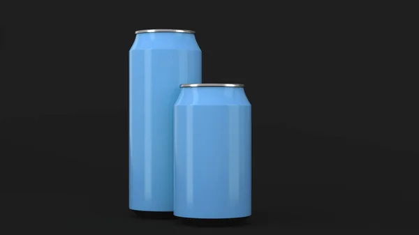 Big and small blue soda cans mockup — Stock Photo, Image