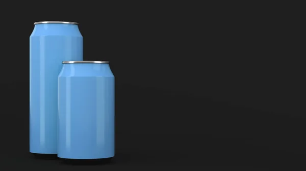 Big and small blue soda cans mockup — Stock Photo, Image