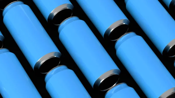 Raws de latas de refrigerante azul — Fotografia de Stock