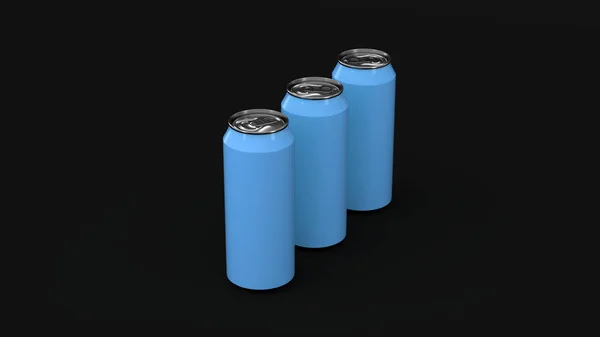 Cru de latas de refrigerante azul — Fotografia de Stock