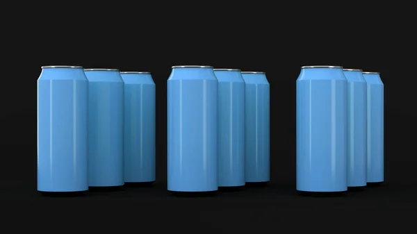 Crudo di lattine di soda blu — Foto Stock