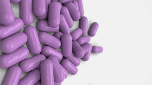 Pila de cápsulas de medicina púrpura — Foto de Stock