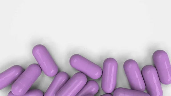 Mucchio di capsule di medicina viola — Foto Stock