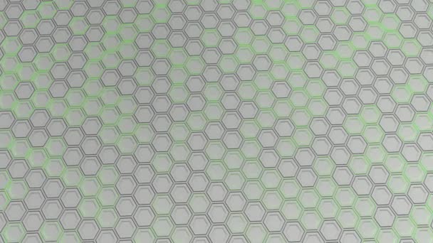 Fond Technologique Abstrait Fait Hexagones Blancs Avec Une Lueur Verte — Video