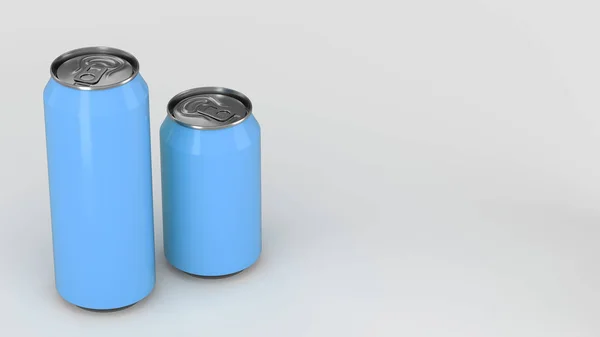 Grande e pequeno refrigerante azul latas mockup — Fotografia de Stock