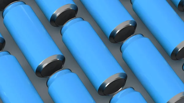 Raws de latas de refrigerante azul — Fotografia de Stock
