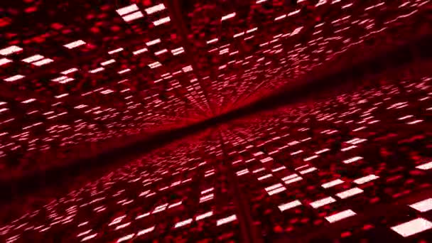 Fundo Futurista Abstrato Superfícies Perspectiva Com Azulejos Brilhantes Aleatórios Vermelhos — Vídeo de Stock