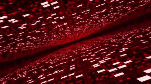 Abstract Futuristic Background Perspective Surfaces Red Random Glowing Tiles Movement — Stock Video