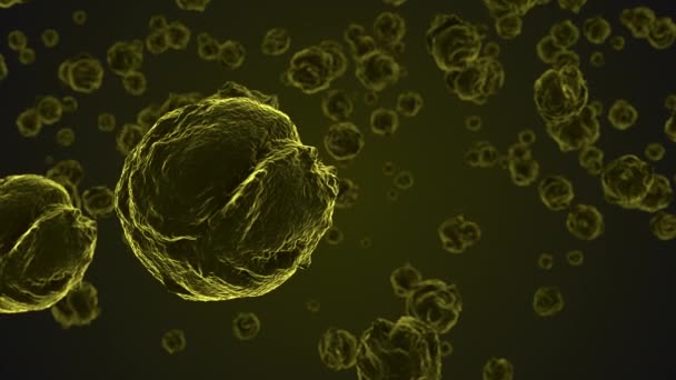 Células Víricas Amarillas Abstractas Bajo Microscopio Multiplicación Bacterias Infecciones Antecedentes — Vídeos de Stock