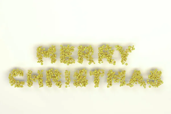 Feliz Natal palavras de bolas amarelas no fundo branco — Fotografia de Stock