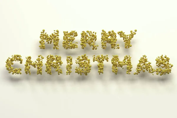 白い背景の上の黄色のボールからメリー クリスマスの言葉 — ストック写真