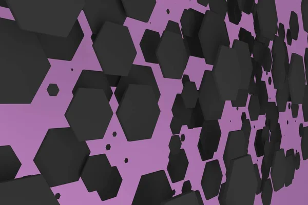 Белые шестиугольники случайного размера на фиолетовом фоне — стоковое фото