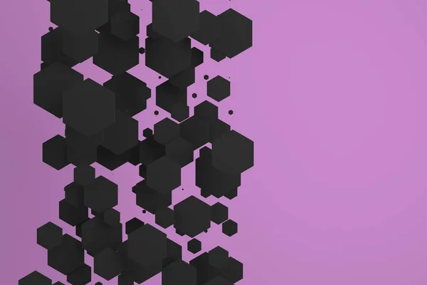 White hexagons of random size on violet background — Stock Photo, Image