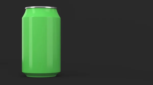 Soda de aluminio verde pequeño en blanco puede maqueta sobre fondo negro —  Fotos de Stock