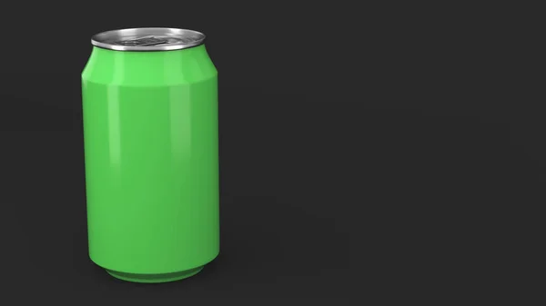 Blank small green aluminium soda can mockup on black background — Stock Photo, Image