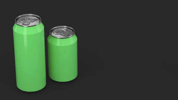 Big and small green soda cans mockup — Stock Photo, Image