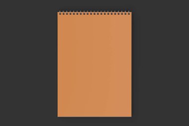 Boş portakal defter ile metal sarmal siyah adam bağlı