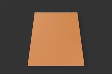 Boş portakal defter ile metal sarmal siyah adam bağlı