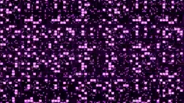 Абстрактний Футуристичний Фон Перспективних Поверхонь Фіолетовими Випадковими Сяючими Плитками Ілюстрація — стокове відео