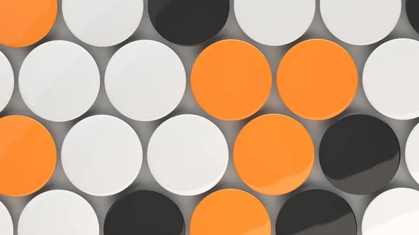 Üres fekete, fehér és narancssárga jelvények, fehér háttér — Stock Fotó