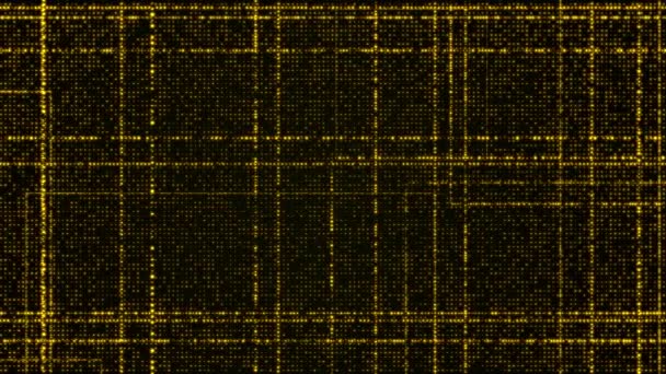 Fondo Tecnología Digital Abstracta Hecha Partículas Brillantes Amarillas Perspectiva Con — Vídeo de stock