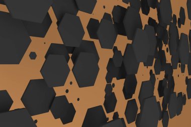 Rastgele büyüklükteki turuncu zemin üzerine beyaz altıgenler