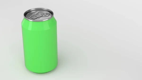 Soda de aluminio verde pequeño en blanco puede maqueta sobre fondo blanco — Foto de Stock