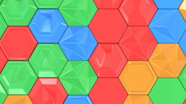 Renkli altıgenler yapılmış 3d arka plan
