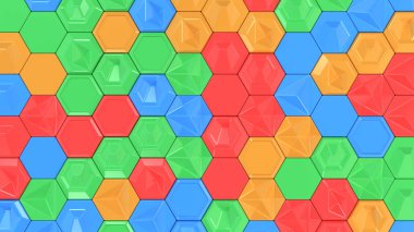 Renkli altıgenler yapılmış 3d arka plan
