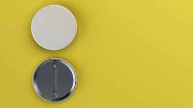 Boş beyaz rozet sarı zemin üzerine