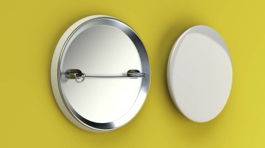 Boş beyaz rozet sarı zemin üzerine