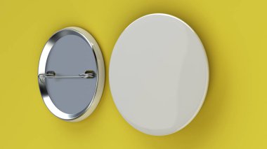 Boş beyaz rozet sarı zemin üzerine