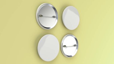 Boş beyaz rozet sarı zemin üzerine