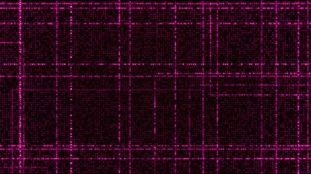 Fond abstrait de technologie numérique fait de particules rouges brillantes en perspective avec la profondeur de champ. Lignes rectangulaires de particules. Grille de particules brillantes. Illustration de rendu 3D 