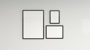 Duvardaki siyah çerçeve boş beyaz poster