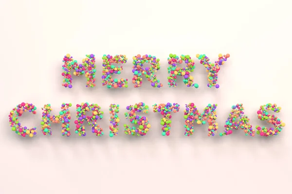 Frohe Weihnachten Worte aus bunten Kugeln auf weißem Hintergrund — Stockfoto