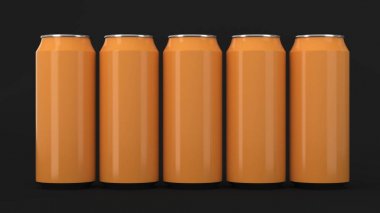  Siyah arka plan üzerine iki raws ayakta portakallı soda kutular