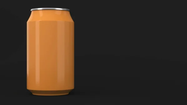 Tom liten orange aluminium soda kan mockup på svart bakgrund — Stockfoto