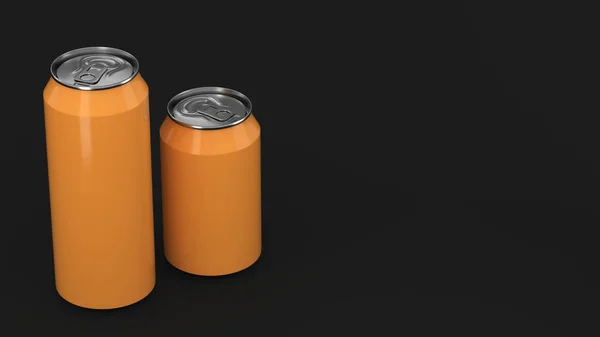 大小のオレンジ ソーダ缶のモックアップ — ストック写真