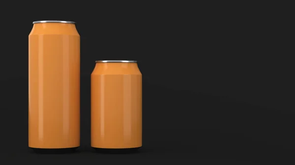 Grote en kleine oranje soda cans mockup — Stockfoto