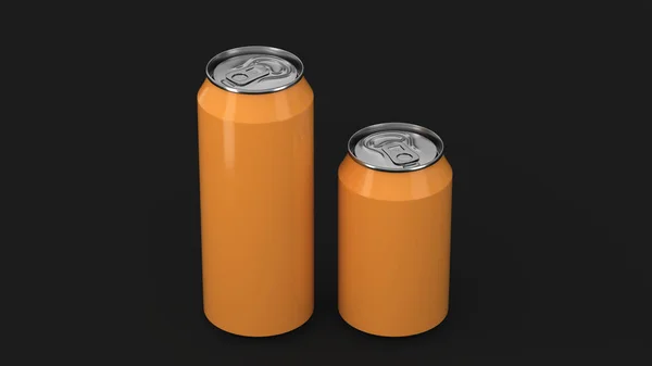 Stora och små orange soda burkar mockup — Stockfoto