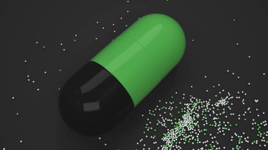 Siyah arka plan üzerinde renkli ilaç kapsül