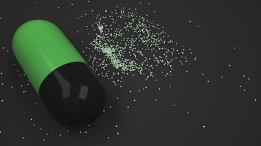 Siyah arka plan üzerinde renkli ilaç kapsül