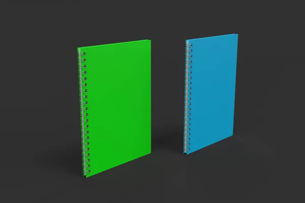 Dos cuadernos con espiral encuadernada sobre fondo negro —  Fotos de Stock