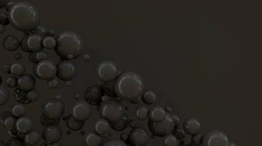 Rastgele büyüklükteki siyah arka plan üzerine siyah küreler