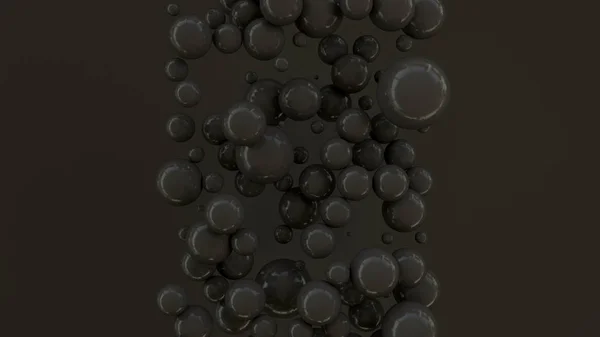 Black spheres of random size on black background — Stock Photo, Image