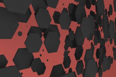 Rastgele büyüklükteki kırmızı zemin üzerine beyaz altıgenler