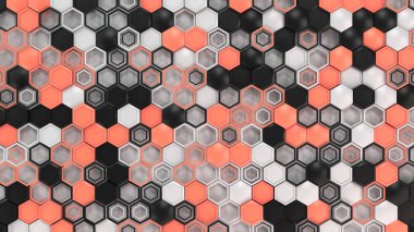 Siyah, beyaz ve kırmızı altıgen yanarak bahislerin doğru yapılan 3d arka plan 